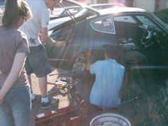 Calder track day: fixing rear brake line