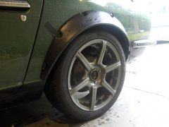 Rear wheel with spacer and flare taped on