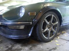 Front wheel with spacer and flare taped on