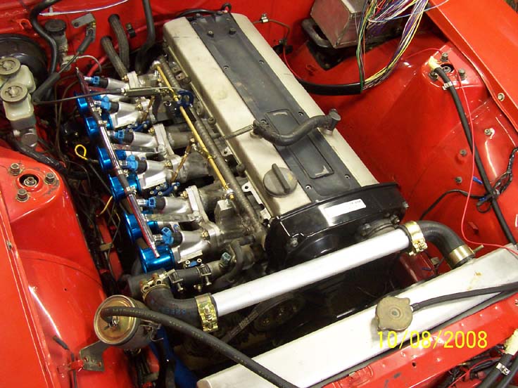 Aftermarket Radiator for RB25 in 240Z (oil cooler and oil cooler bypass